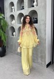 Camelia Premium Vual Kumaş Desenli Alt Üst Pantolonlu Takım  - Tesettü Uyumlu Kombin
