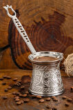 Zamak 2 Döküm Kahve Cezvesi Gümüş Renk 100 ml. 2 kişilik
