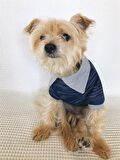 LACİVERT GRİ Polo Yaka Tişört Summer T Köpek Kıyafeti,Elbisesi