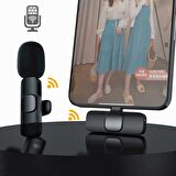 Kablosuz Mikrofon Android Uyumlu Type-C Telefon Mini Mikrofon Canlı Yayın Yaka Mikrofonu
