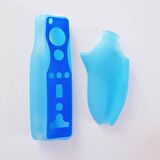 Nintendo Wii Silikon Kılıf Wii Remote Koruma Kılıfı Nunchuck Kılıf Mavi Wii Aksesuar