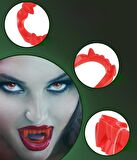 Vampir Dişi Kırmızı 3 Adet Halloween Cadılar Bayramı Kostüm Süsü