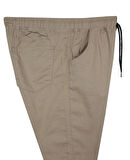 Erkek 118 -156 Kilo Arası İçin Uygun Lastikli Paça Bağcıklı Battal Boy Gabardin Pantolon Bej