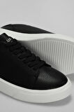 Lufian Tommy Siyah Beyaz Erkek Deri Sneaker