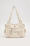 930267 Omuz Askılı Kadın Örgü Detaylı Çanta