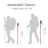 Hafif Katlanabilir Trekking Baton 105-125cm Ayarlanabilir, Taşınabilir