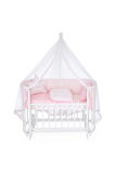 Ahşap Beşik Anne Yanı Beşik Beyaz 60x120 Pembe Yıldız Uyku Seti Yatak