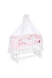 Ahşap Beşik Anne Yanı Beşik Beyaz 60x120 Pembe Yıldız Uyku Seti Yatak