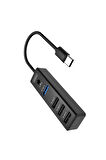 HUB08 Tak Çalıştır 3 Adet Usb 2.0 ve 1 Adet Usb 3.0 Çıkışlı Usb Çoklayıcı - Siyah