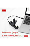 HUB08 Tak Çalıştır 3 Adet Usb 2.0 ve 1 Adet Usb 3.0 Çıkışlı Usb Çoklayıcı - Siyah