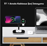 Magsafe Apple Kablosuz Şarj Standı -15W Hızlı Şarj (İphone/Watch/Airpods) Masaüstü Stand
