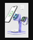Magsafe Apple Kablosuz Şarj Standı -15W Hızlı Şarj (İphone/Watch/Airpods) Masaüstü Stand