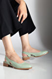 Pore Cilt Kısa Topuk Ayakkabı Mint Yeşil