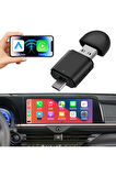 Carplay Usb ve Type-c 2in1 Araç Multimedya Adaptörü Yeni Tasarım Mini Kablosuz İOS ANDROİD Uyumlu