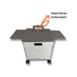 Portakap Piknik Masalı, 8 Tekerlekli, 55 Litre Beyaz ve Kahverengi Katlanır Alışveriş Arabası - Merdiven Çıkan