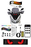 Motosiklet Uyumlu Led Matrx Panel 17x7 cm RG-B Ekran Kumandalı App Kontrollü