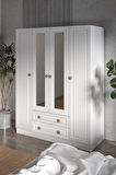 BOHEM 4 KAPAK 2 ÇEKMECE AYNALI GARDIROP MDF KAPAK