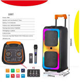 Büyük Boy Bluetooth Hoparlör Kablosuz Mikrofon Kumanda Tekerlek USB BT TF FM Destekli Party Speaker