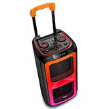 Büyük Boy Bluetooth Hoparlör Kablosuz Mikrofon Kumanda Tekerlek USB BT TF FM Destekli Party Speaker