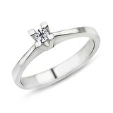 0.13 Karat D Renk Pırlanta Tektaş Yüzük PR234