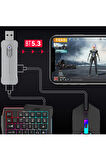 PUBG Mobil Oyun Kit 5in1 BT5.3 Klavye Mouse Set Klavye, Dönüştürücü, Mouse, Mousepad, Telefon Tutucu