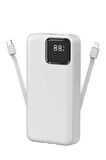 Powerbank 20.000 mAh 2.1A Dahili Kablolu Dijital Göstergeli Type-C Usb-A Micro Usb Powerbank
