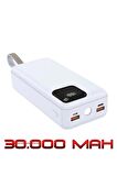 Powerbank 30.000 mAh Led El Feneri Özellikli Dahili Kablolu Powerbank