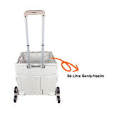 Portakap 8 Tekerlekli Gri 56L Büyük Boy Sabit Demir Tutacaklı Alışveriş Arabası