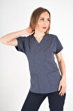Unisex Bronz Yıldız Desenli Doktor Hemşire Hastane Aşçı Scrubs Tek Üst Üniforması