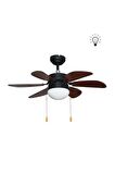 Vanti 60W 30 inç Ahşap 6 Kanatlı Lambalı Avizeli İpli Tavan Vantilatörü KCF280