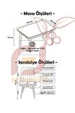 Fixed Barok 70x110 Cm , 4 Kişilik Sabit Yemek Masası , Yemek Masası Takımı - Gri