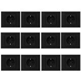 Ovivo Grano Siyah Topraklı Priz 12'li Paket (Çerçeve Dahil)