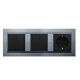 Ovivo Quantum Gümüş 3'lü Set Komütatör, Komütatör ve Topraklı Priz Set