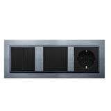 Ovivo Quantum Gümüş 3'lü Set Komütatör, Anahtar ve Topraklı Priz Set