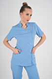Aylu Model Soft Likra Bebe Mavisi Doktor Hemşire Hastane Scrubs Üniforma Takımı