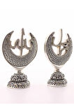 2'li Gümüş Hilal Allah Muhammed Biblo Orta Boy Polyester Üzerine Metal Kaplama ​​​​​​​Biblo 20 Cm