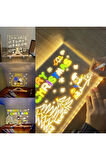 7 Özel Kalem Hediyeli Işıklı Yazı ve Not Tahtası 20cmx30cm Led Işıklı Neon Yazı Tahtası 7 Özel Kalem