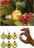 12 Adet Gold 2,5 cm Süs Topu Parlak Gold Mat Gold 12 Lİ Süs Mini Yılbaşı Topu Noel Çam Ağacı Topu