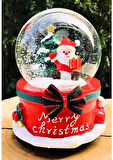 Yeni Yıl Noel Baba ve Çam Ağacı Temalı Kar Küresi Yılbaşı Noel Baba Işıklı Müzikli Kar Küresi 13 CM 