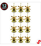 12 Adet Mini Çan 4CM Altın Sarısı Kurdeleli 12 Zil Süs Yılbaşı Çam Ağacı Süsü Gold Yılbaşı Çam Ağacı