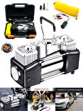 Rowermax Oto Kamyon Lastik Şişirme 12V 150PSI  Çift Piston Çantalı Hava Kompresörü 