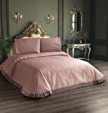 Kapitone Yatak Örtüsü Takımı Çift Kişilik Pudra 1 Yatak Örtüsü 225x250cm + 2 Yastık Kılıfı 60x80cm