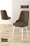 Arven Serisi 80x132 Açılabilir MDF Beyaz Mermer Desen Mutfak Masa Takımı 4 Sandalye