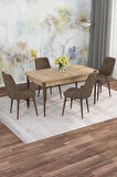 Arven Serisi 80x132 Açılabilir MDF Atlantik Çam Mutfak Masa Takımı 4 Sandalye