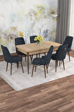 Arven Serisi 80x132 Açılabilir MDF Atlantik Çam Mutfak Masa Takımı 6 Sandalye