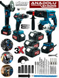 Anadolu Strong TR-1453 4'Lü Set Şarjlı Kömürsüz Motor Matkap Vidalama Kırıcı Delici Hilti Taşlama So
