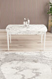 Arven Serisi 80x132 Açılabilir MDF Beyaz Mermer Desen Mutfak Masa Takımı 4 Sandalye 1 Bench
