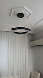 Hexagon ( Siyah Kasa, 4000k Işık Rengi ) Modern Led Avize, Salon, Mutfak, Oturma Yatak Odası Sarkıt