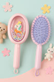 1 Adet Pembe Unicorn Figürlü Renkli Boncuklu Çocuk Saç Tarağı Fırçası Kolay Taranma Saçları Acıtmaz