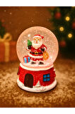 2026 Yılbaşı Yeni Yılın En Güzel Hediyesi Noel Baba Hediye Torbası Temalı Led Işıklı 9 cm Kar Küresi